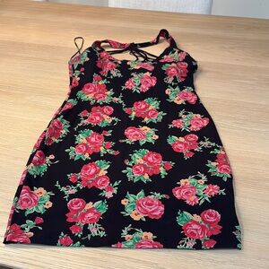 Floral Black and Red halter dress